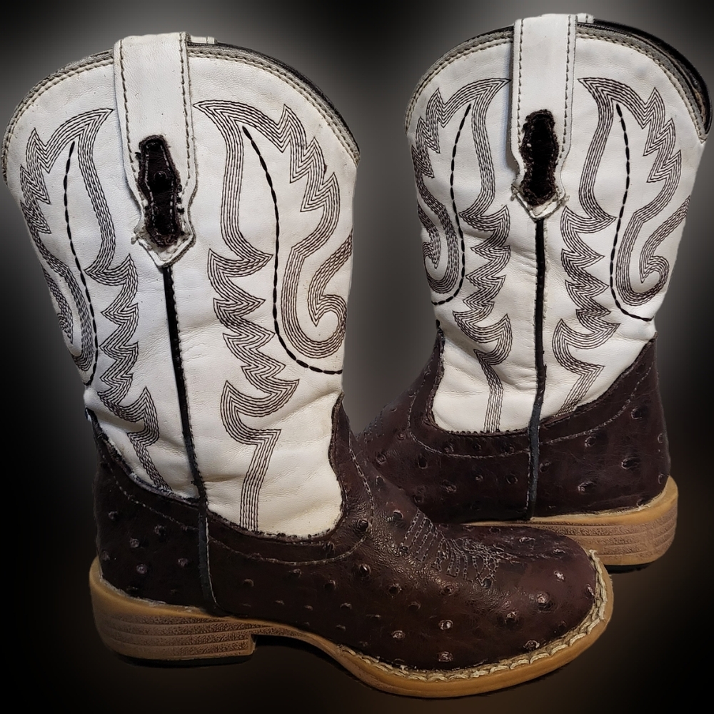 Roper Boys White and Brown Western, Cowboy Boots